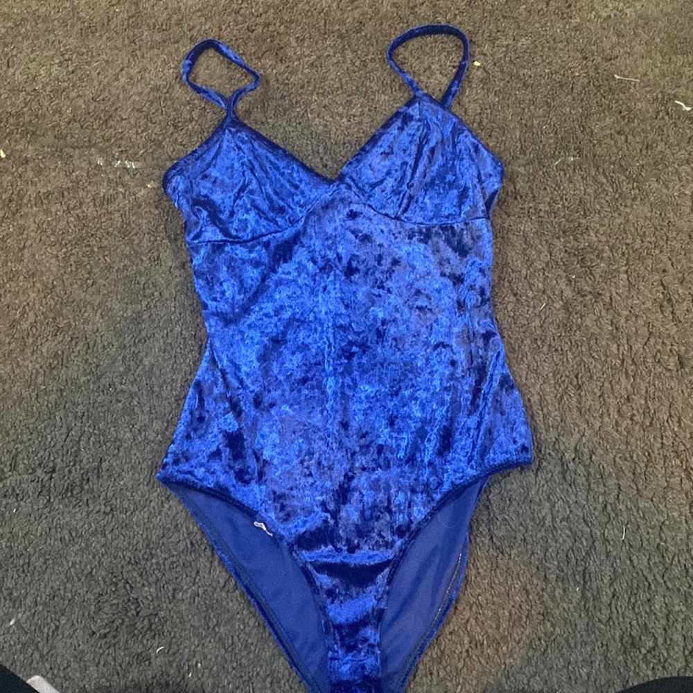 Royal blue velvet bodysuit